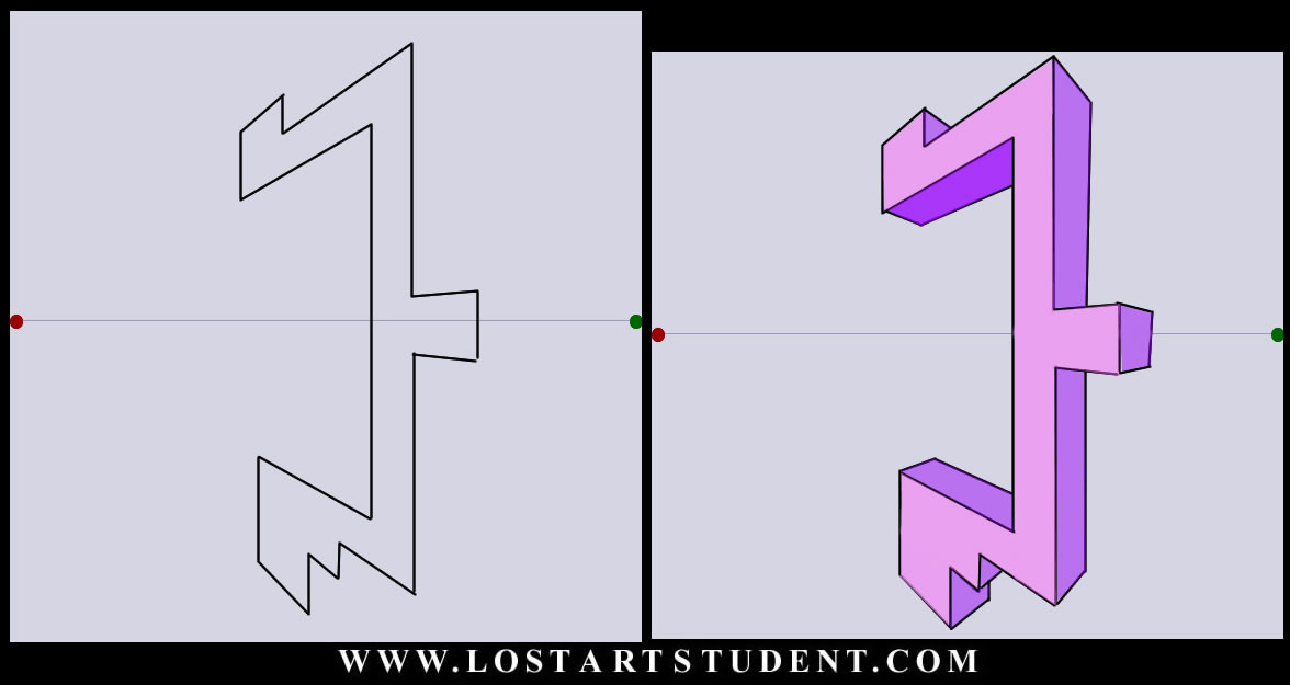How to draw 2 point perspective forms 