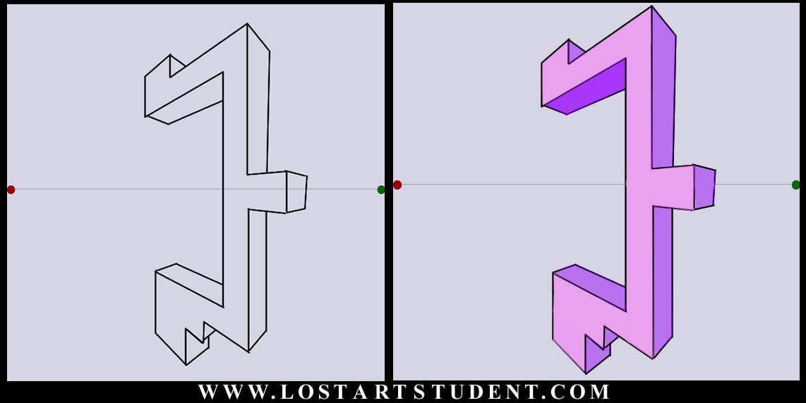 How to draw 2 point perspective forms 