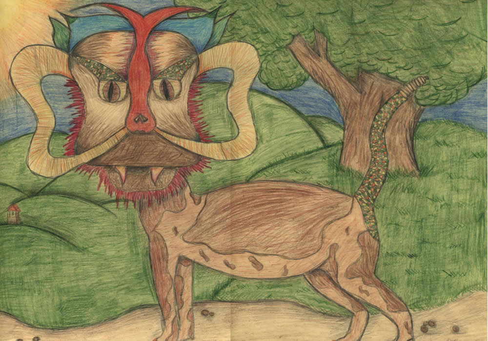 hybird-snake-dog-lion-dragon-tree-lesson-student-color-pencil-teacher