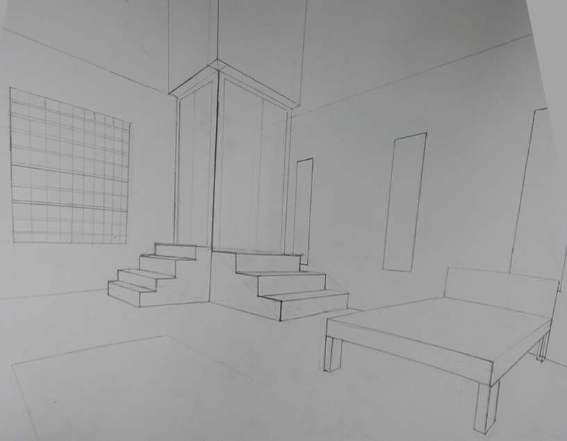 How to draw stairs in 2 point perspective